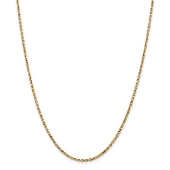 2.2mm, 14k Yellow Gold, Solid Cable Chain Necklace, 24 Inch - Picture 3 of 8